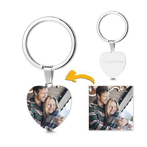 Heart Tag Photo Keyring With Engraving Stainless Steel - myphotokeyringau