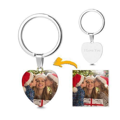 Heart Tag Photo Key Chain With Engraving Stainless Steel - myphotokeyringau